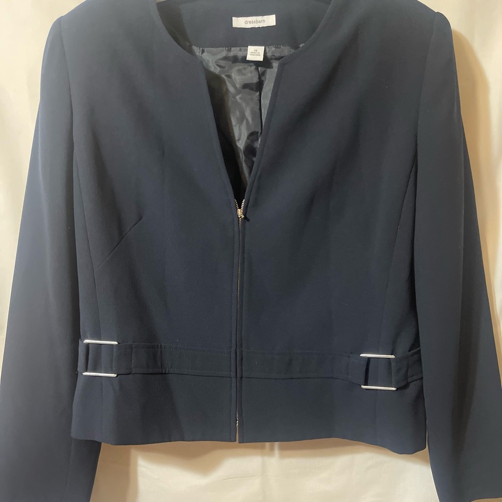 Dressbarn Blue Blazer Structured Formal Jacket